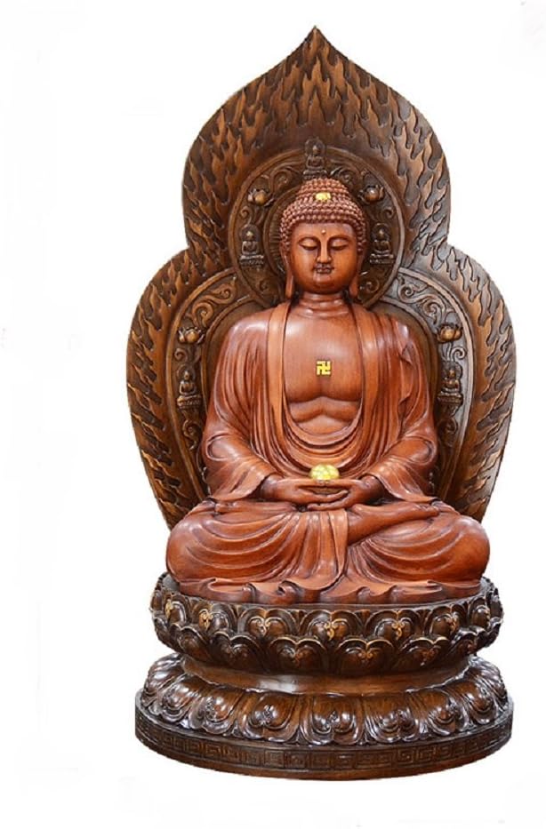 Yinasen Huge Size Buddha Statue Figure L:34 W:30.5 H:59.5cm (L:13.6 W:12 H:23.4in) Sakyamuni Brown