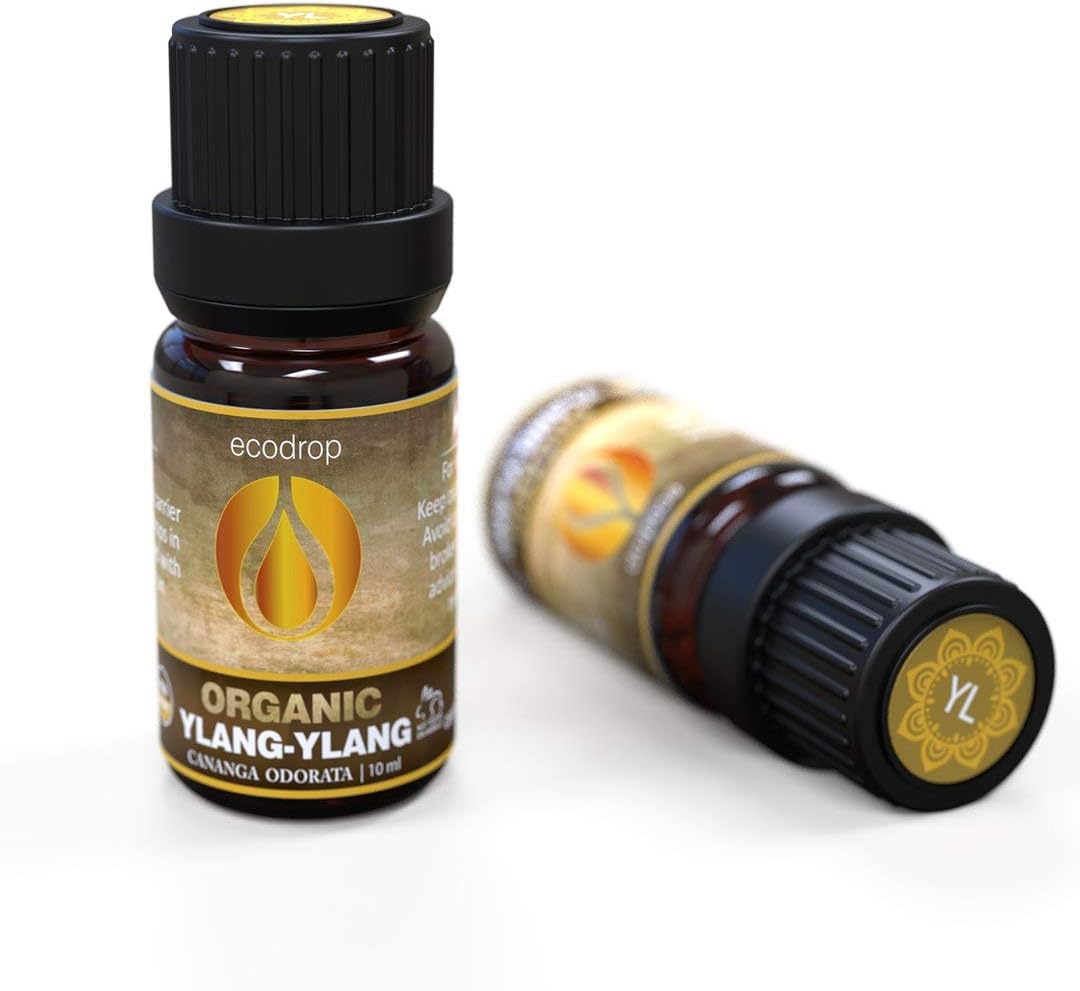 Ylang Ylang Essential Oil, Certified Organic, 100% Pure, Aromatherapy, Massage, Diffusers & Bath - 10ml (Cananga Odorata)