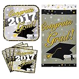 Graduation Party Kit 2017 Plates, Napkins,Tablecloth Graduation Supplies