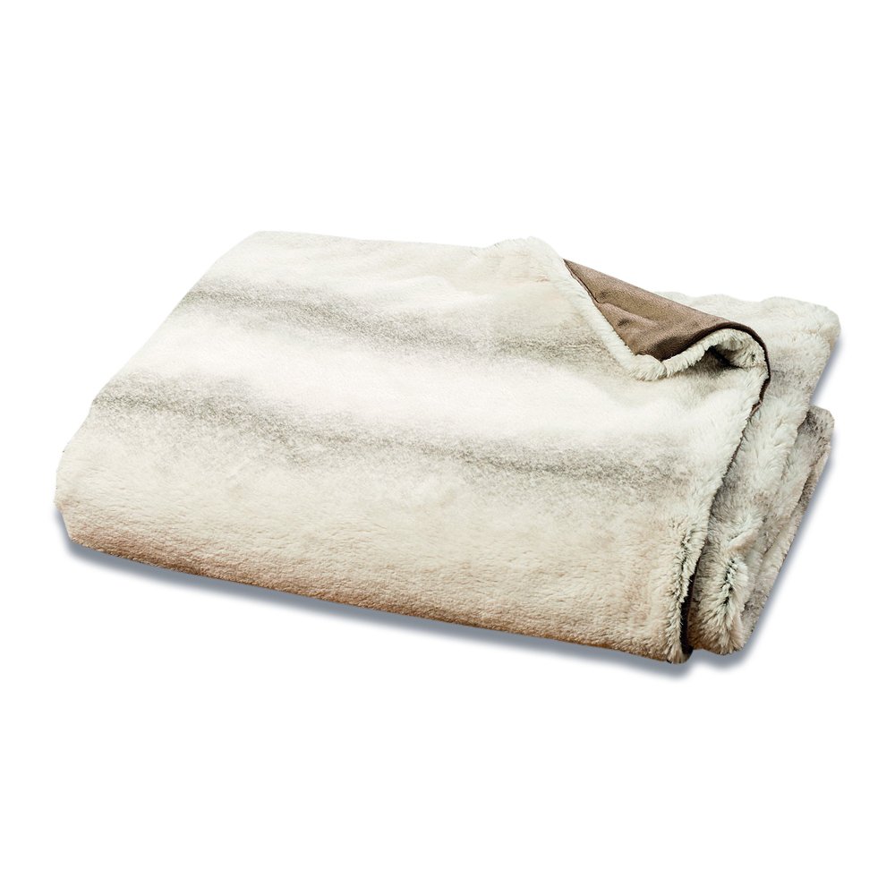 WHW Whole House Worlds Cozy Cottage Cuddle Up Blanket, Super Soft Faux Fur, Creamy White, Rustic Pastel Silver, Gray Verso, King, Over 6 Ft Long, (78 3/4 L x 59 W Inches) Machine Washable