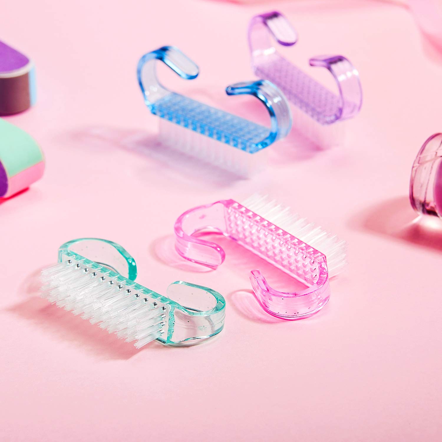 4 Pieces Handle Nail Brush Nail Hand Scrubbing Cleaning Brush (Small, Multicolor) : Beauty