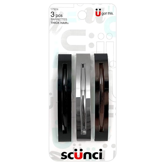 Amazon Com Scunci Thick Hair Open Slide Metal Barrettes 3 Pcs Per Pack 1 Pack Barrettes For Thick Hair Beauty