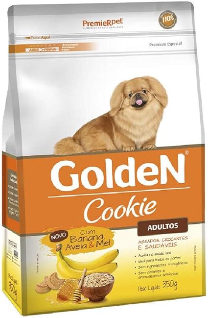 Biscoito Golden Cookie Para Cães Adultos - Sabor Banana, Aveia E Mel - 350g