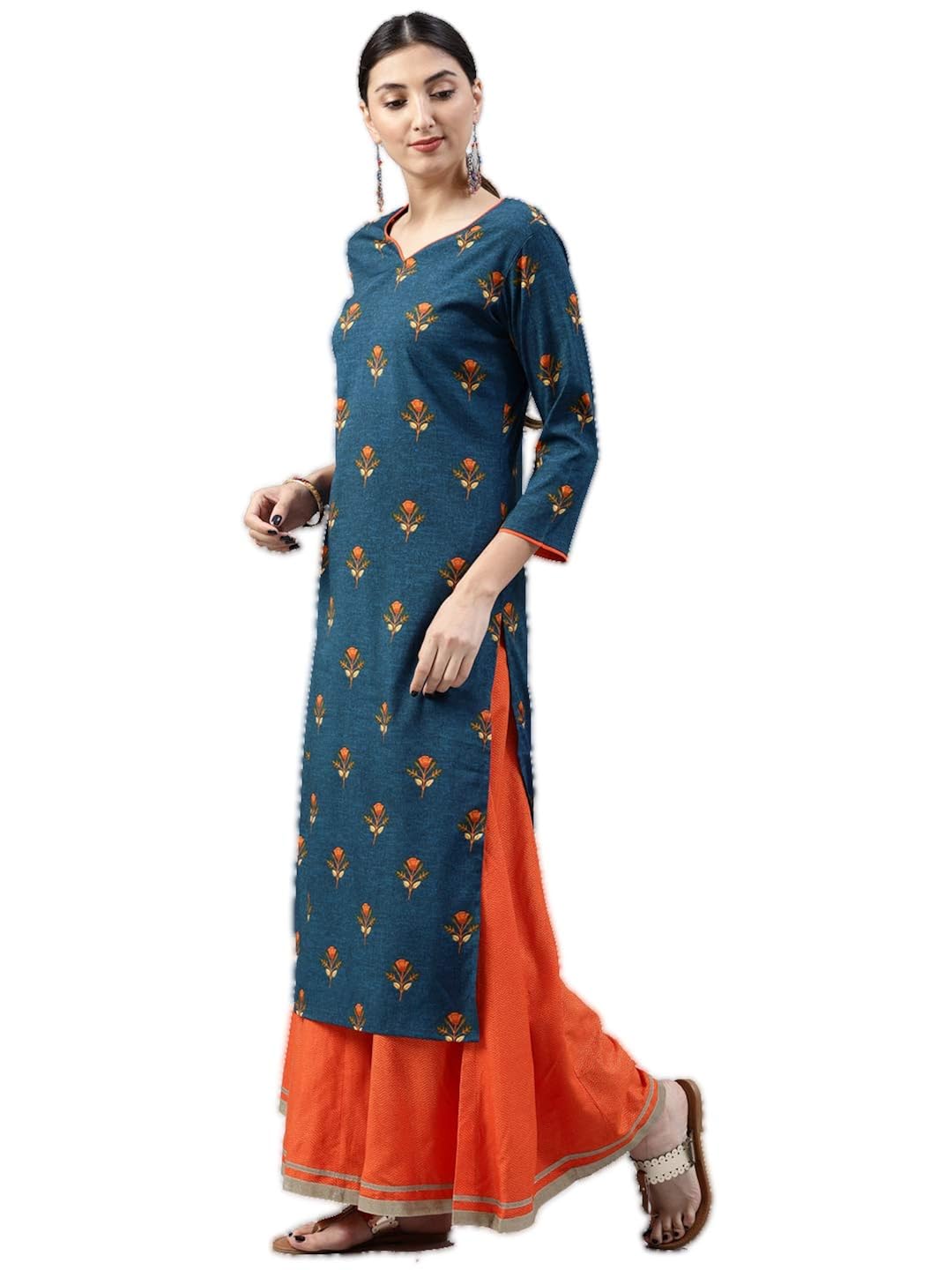 vaamsi crepe digital printed kurti(vpk1532_blue_free size)