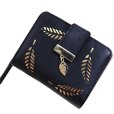 Hrph Neue Art und Weise weibliche Portemonnaie kurzer Punkt Hohle Goldblatt Kleine Geldbeutel Große Kapazität Wallets