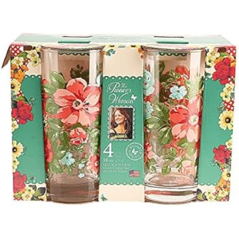 pioneer woman floral glass tumbler cooler glasses stainless drinking steel oz vintge cups insulated items