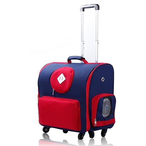 BEST IN DE Groß Transportbox Hundewagen Trolley Hundetrolley für Hund bis 11kg Oder 2 Kleine Hunde Hundebox Katzenbox