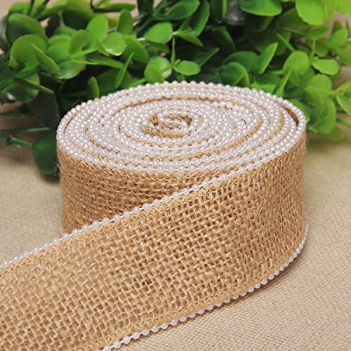 Vintage 60mm Wedding Burlap Pearl Edge Jute Natural Hessian Ribbon Rustic Roll