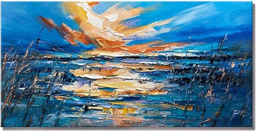zzzddd Oil Painting,Abstraktes Blaues Meer Landschaft Klassisches