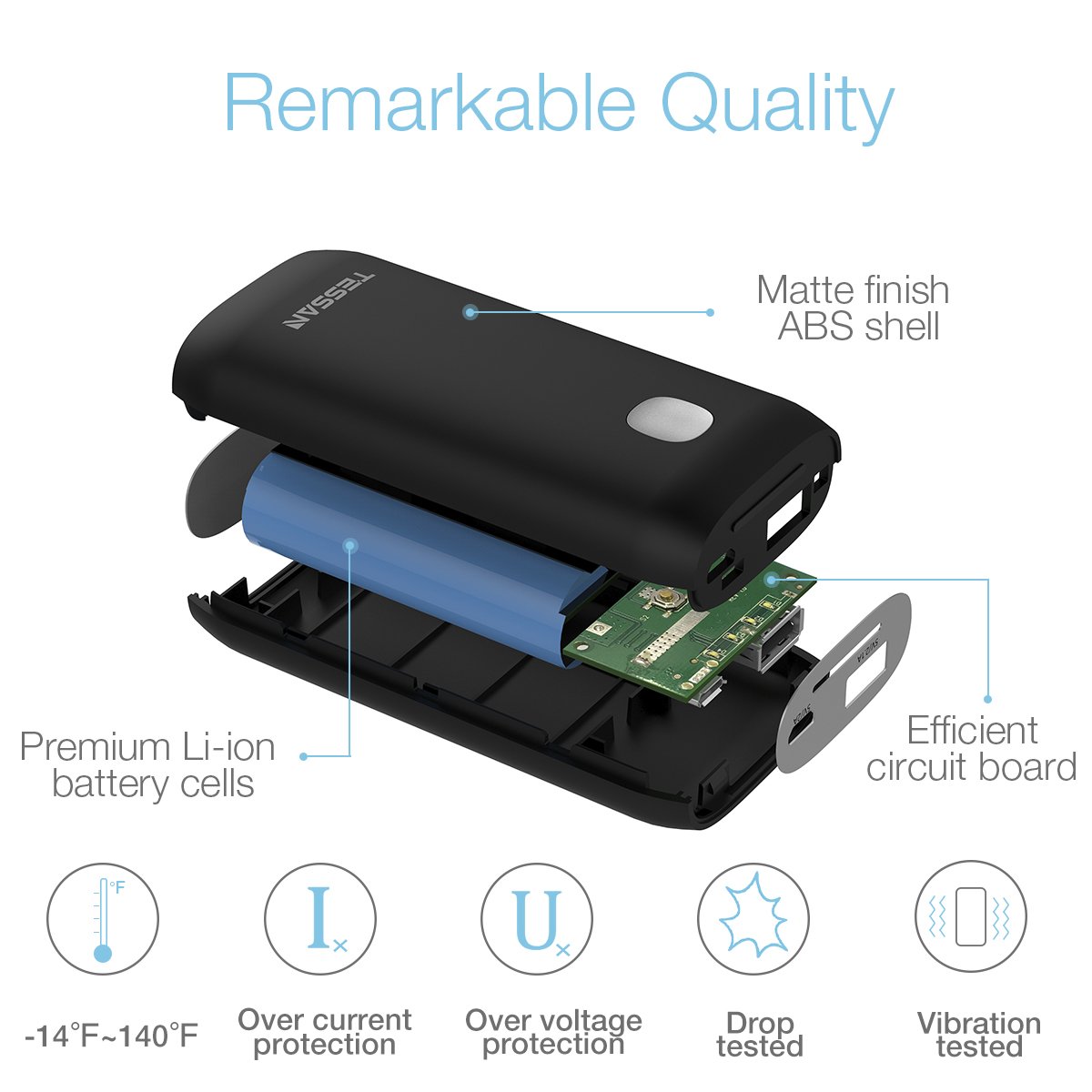 Externer Akku Power Bank Power Pack Ladegerät 5200mAh Tragbar Handy Ladegerät für iPhone X 8 8Plus 7 6s 6Plus, iPad, Samsung Galaxy und weitere Smartphones