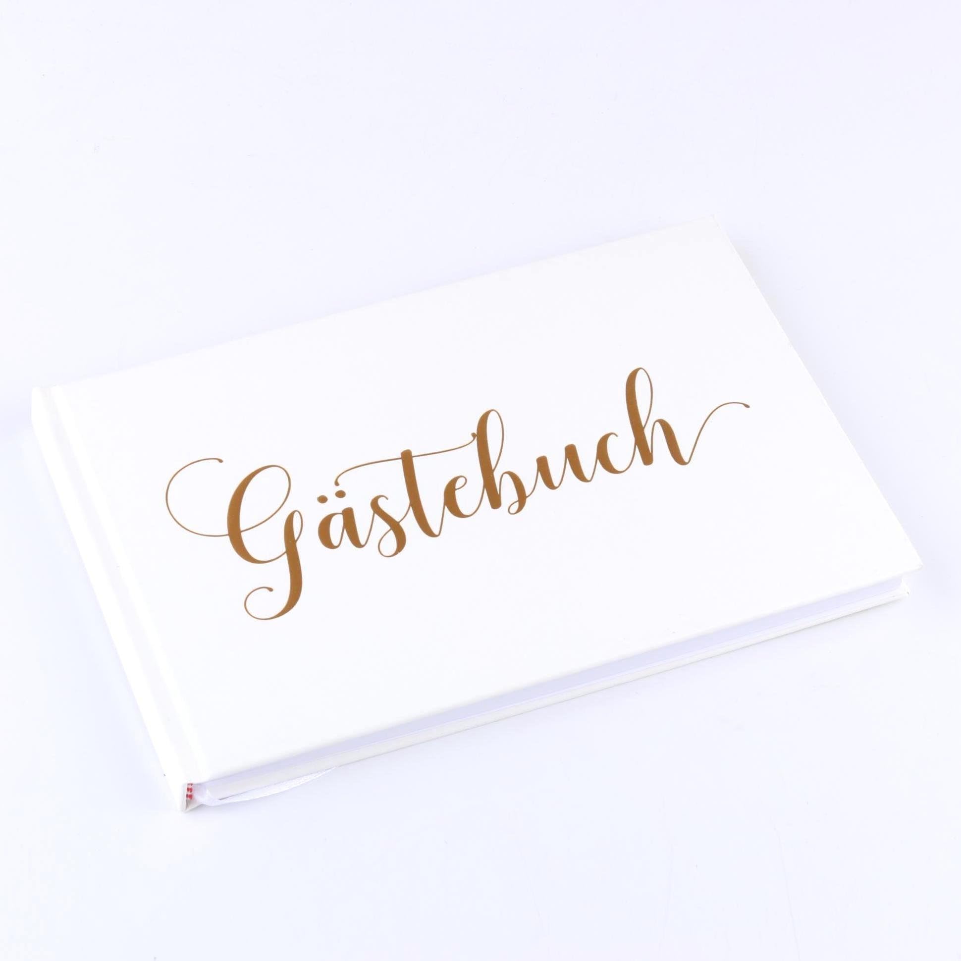 Guest Book for Wedding, Baptism or Birthday Party | 72 Pages Hard Cover, High Quality | Vintage Guest Book Ideal as Paper Book of Visitors | Wedding Album Gästebuch: Bianco 1, 14 x 21 cm