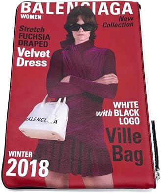 Amazon バレンシアガ Balenciaga Pouch Magazine マガジン風プリント メンズ レディース クラッチ バッグ レザー ユニセックス 未使用 中古 Balenciaga バレンシアガ クラッチバッグ