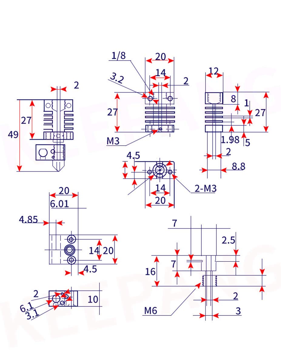 24V Hotend Kit for Creality CR-10 / CR10 / CR10S / Ender 2 / Ender 3 Ender 5 Printers