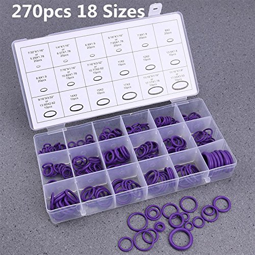Daphot Store - 270Pcs O Ring Rubber Insulation Gasket Washer Seals Car Air Conditioning Compressor Seals Vehicle Auto Repair Tool Kit (Green)