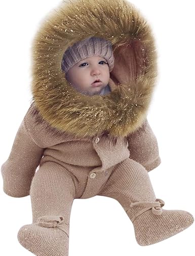 baby romper with fur collar