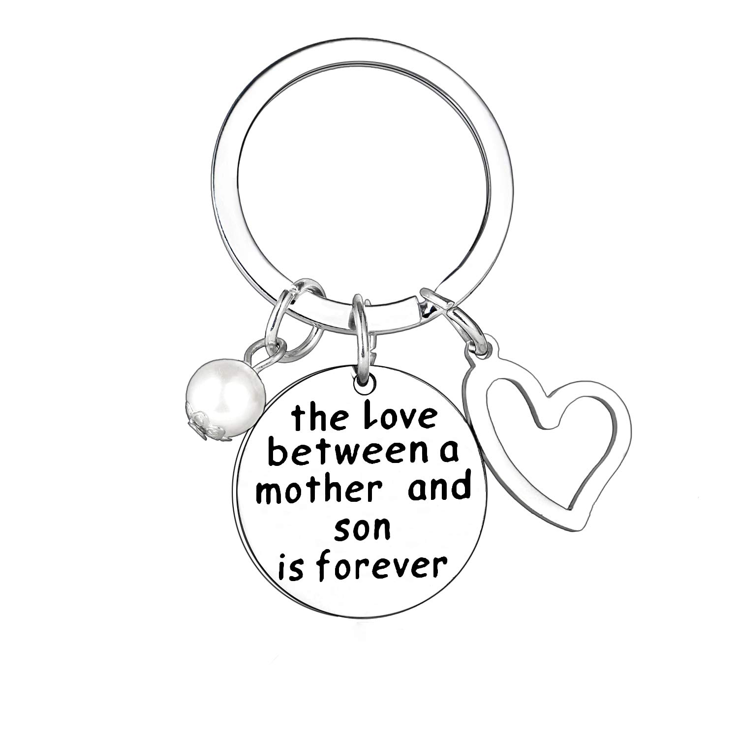 MADHAHEFU Mum Keyring Gifts From Son Mothers Day Gift Mother KeyChain Heart Pendant Keychain Birthday Gift (Style 02-Mother son)
