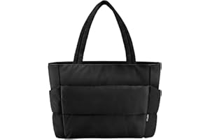 HOTOR Puffer Tote Bag for Women, Nurses - Multi-Pocket Lightweight Bag for Work - Quilted Handbag for Travel and Gym