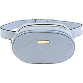 FashionPuzzle Quilted Small Versatile Purse Fanny Pack Waist Bag Crossbody (Dusty Blue)