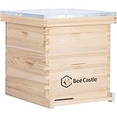 BeeCastle 10 Frame Langstroth Bee Hive, Beehive Starter Kit for Beginners with Beehive Frames and Waxed Foundation (1 Deep Box & 1 Medium Box)