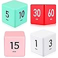 Weewooday 4 Pieces Cube Timer Gravity Sensor Flip Digital Workout Timer Cube for Management Duration Home Kitchen Study, 1 3 5 10 Minutes and 15 20 30 60 Minutes (White, Red, Pink, Green)