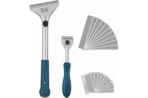 XW Razor Blade Paint Scraper Set, Heavy Duty Putty Knife with Quick Blade Change, Extra 20 PCS Blades Included, 2-Pack
