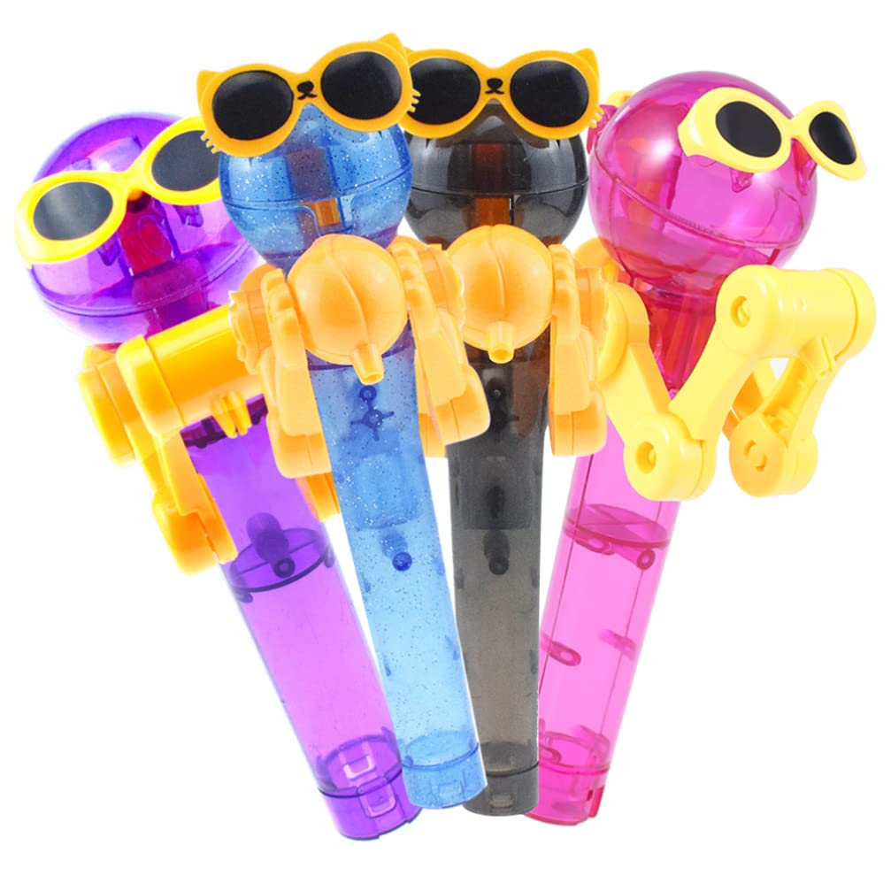 Photo 1 of 4pcs Lollipop Robot Lollipop Holder Toy for Kids Pop-up Holder Novelty Relax Toy Plastic Candy Portable Plastic s Novelty Candy Case