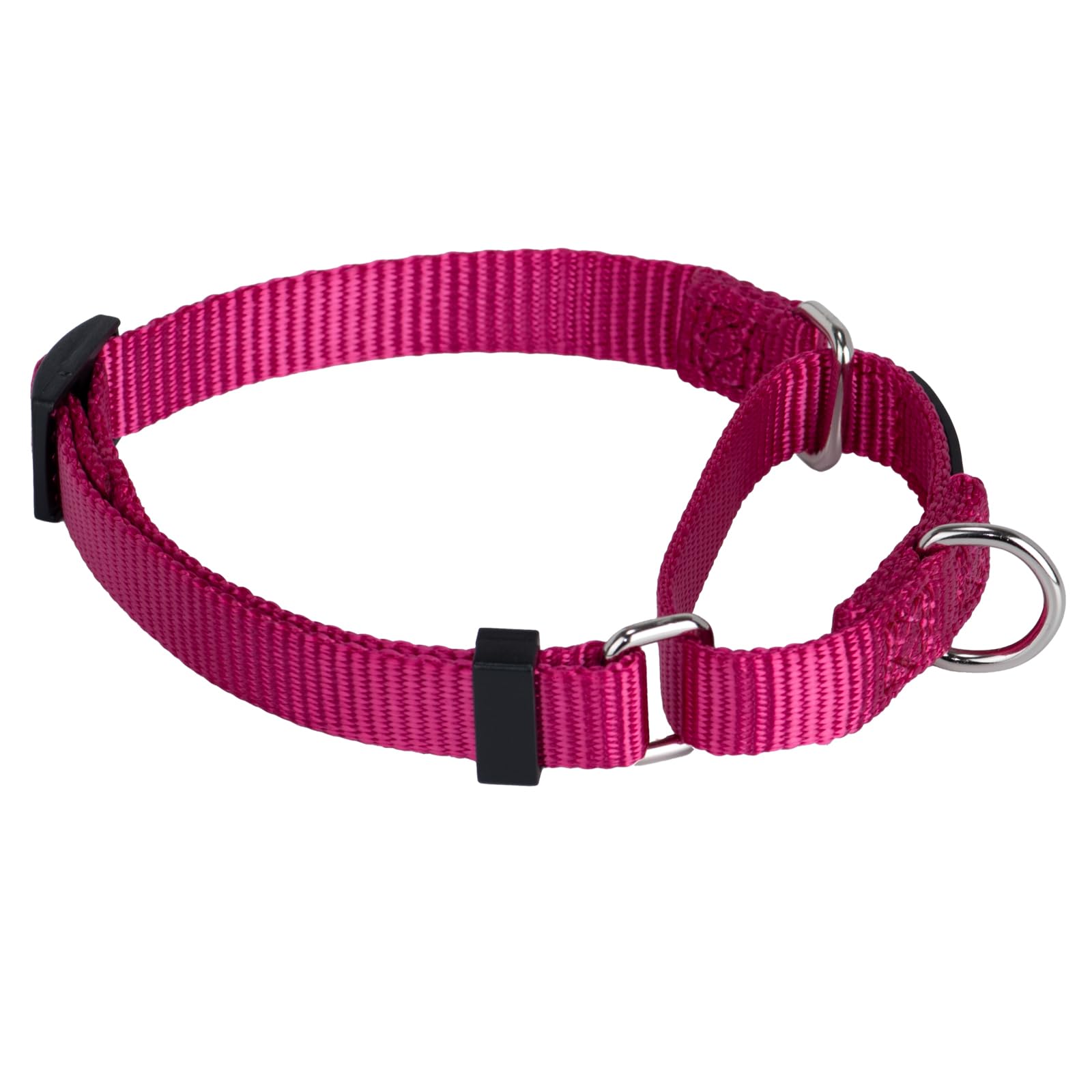 Hyhug Nylon Martingale Dog Collar without Buckle, Heavy Duty, Walking Training Daily Use for Small Boy and Girl Dogs(Small, Rose Red)