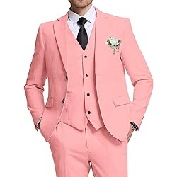 High-End Suits Retro Linen Mens Suit 3 Pieces Light