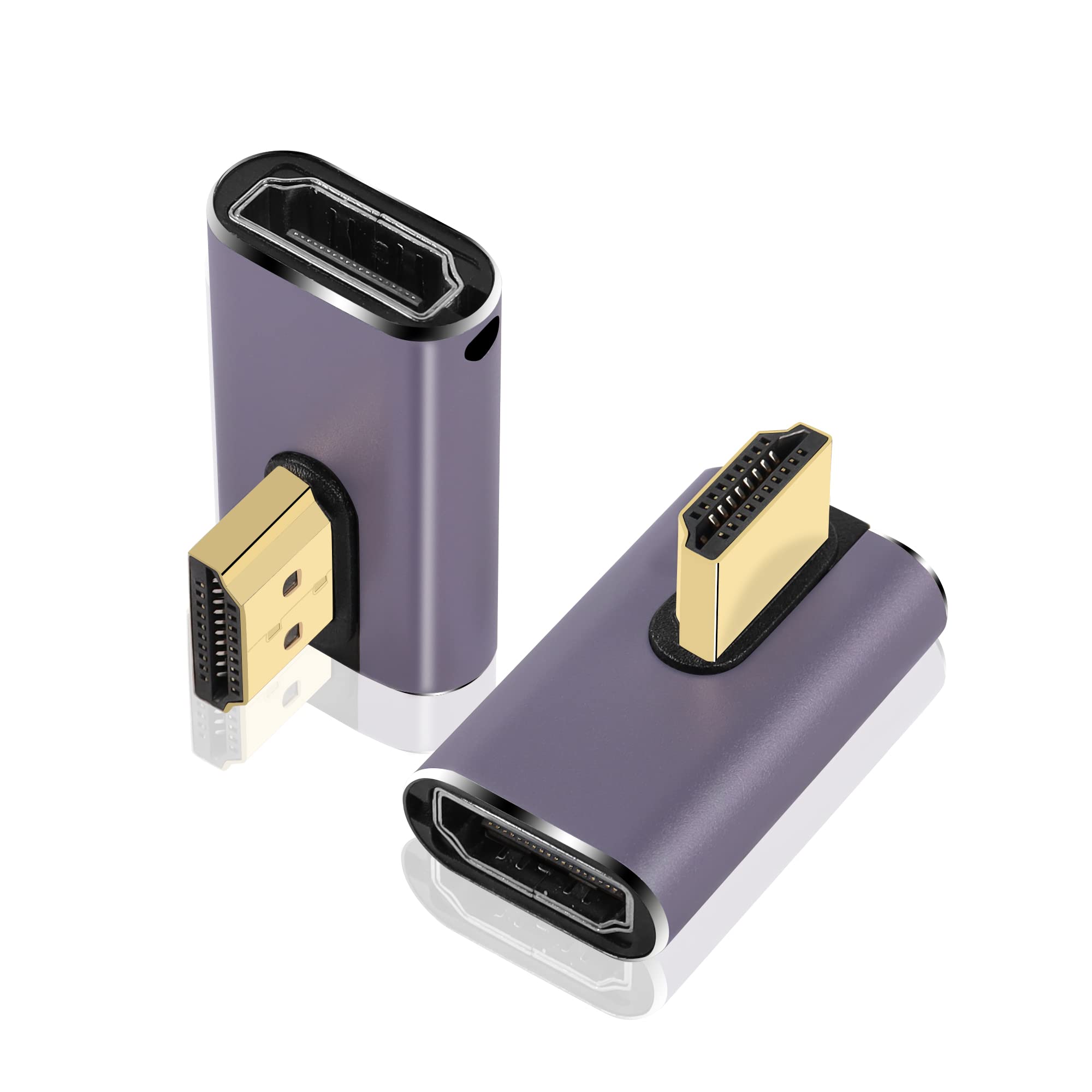 PNGKNYOCN 8K HDMI 270 Degree Adapter,2 Pack Right Angle HDMI 2.1 Male to Female Converter Support 8K@60Hz/4K@120Hz HDR, for HDTV,Projector,Laptop （Right Bend）