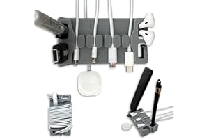 CordBrick by DeskBrick Heaviest Weighted Cord Organizer for Desktop - Phone Stand, Office Desk Organizer, Cable Management for Home - Multifunctional Gift for Men and Adults ((B) Gray, 1 Pack)