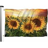 Swono Yellow Sunflower Field 3x5 Flag Evening Light Floral Flowers Summer Sunset Flag Outdoor Flag Garden Yard Outdoor Outside Decorative Flag