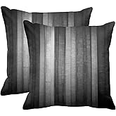 Emvency Set of 2 Throw Pillow Covers 18x18 Inches Black and Grey Striped Design Abstract Glass Texture and Dark Stripe Decorative Polyester Pillow Cases Square Pillocases for Bed Sofa