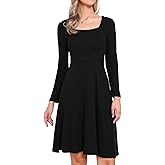 Allegra K Knit Sweater Dress for Women Fall Casual Square Neck Long Sleeve A Line Dresses with Pockets