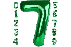 MLUCHEE Number Balloon 40 Inch Number 7 Jumbo Dark Green Seven Birthday Decorations, 7 17 27 70 Year Old Balloon, Mylar Foil Balloon Number for Engagement, Wedding, Anniversary