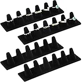 Geelin 4 Pieces Black Velvet Ring Display Holder 6 Finger Ring Display Stand Jewelry Storage Organizer for Selling Retail Stores Home Exhibitions