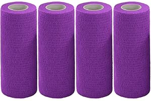 MAOTOPCOM Vet Wrap Tape Bulk 6 Inch Self-Adhesive Cohesive Bandage Wraps Wide Bandages for Horses Dogs Cats Animals Pets, Purple, 4 Rolls