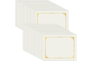 HAUTOCO 30 Packs Certificate Holders, Cream Color Diploma Folders Certificate Covers with Gold Foil Border for Letter Size 8.5x11 Cardstock, Award, Document, Graduation
