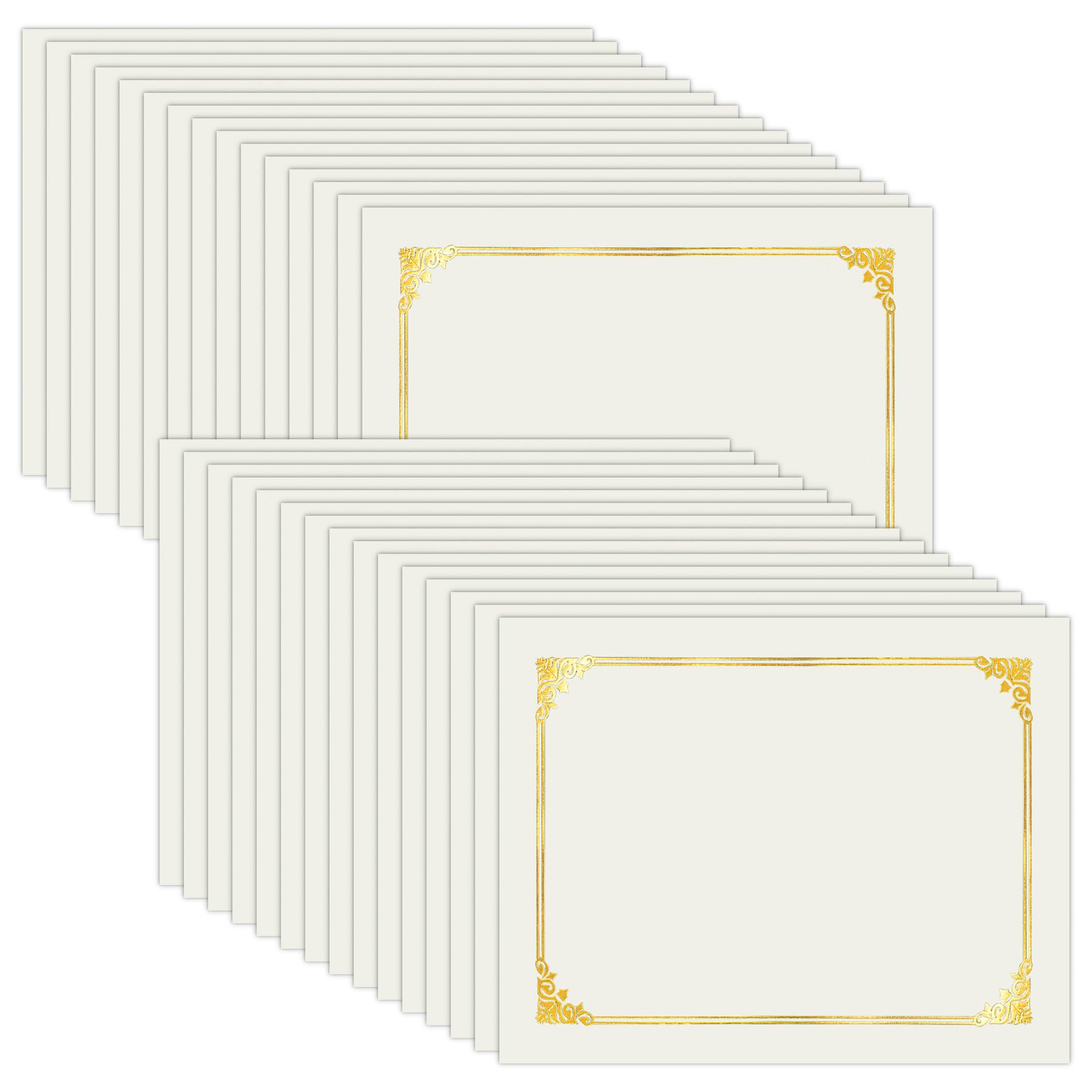 Photo 1 of HAUTOCO 30 Packs Certificate Holders, Cream Color Diploma Folders Certificate Covers with Gold Foil Border for Letter Size 8.5x11 Cardstock, Award, Document, Graduation