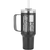 Drinco 40oz 30 oz Tumbler with Handle, Straw Lid, Insulated Stainless Steel Travel Mug Water Bottle Ice Coffee Cup For Cold and Hot, BigSur (40oz USA Flag)