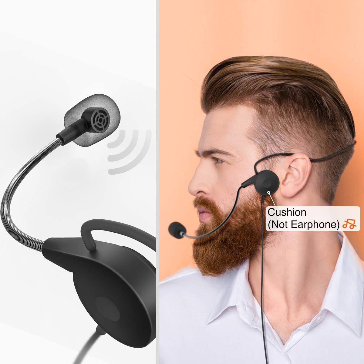 FIFINE Wireless Microphones for Computer, USB Wireless Microphone System for PC and Mac, Headset UHF System with USB Receiver,Transmitter, Headset and Clip Lavalier Lapel Mic-K031B