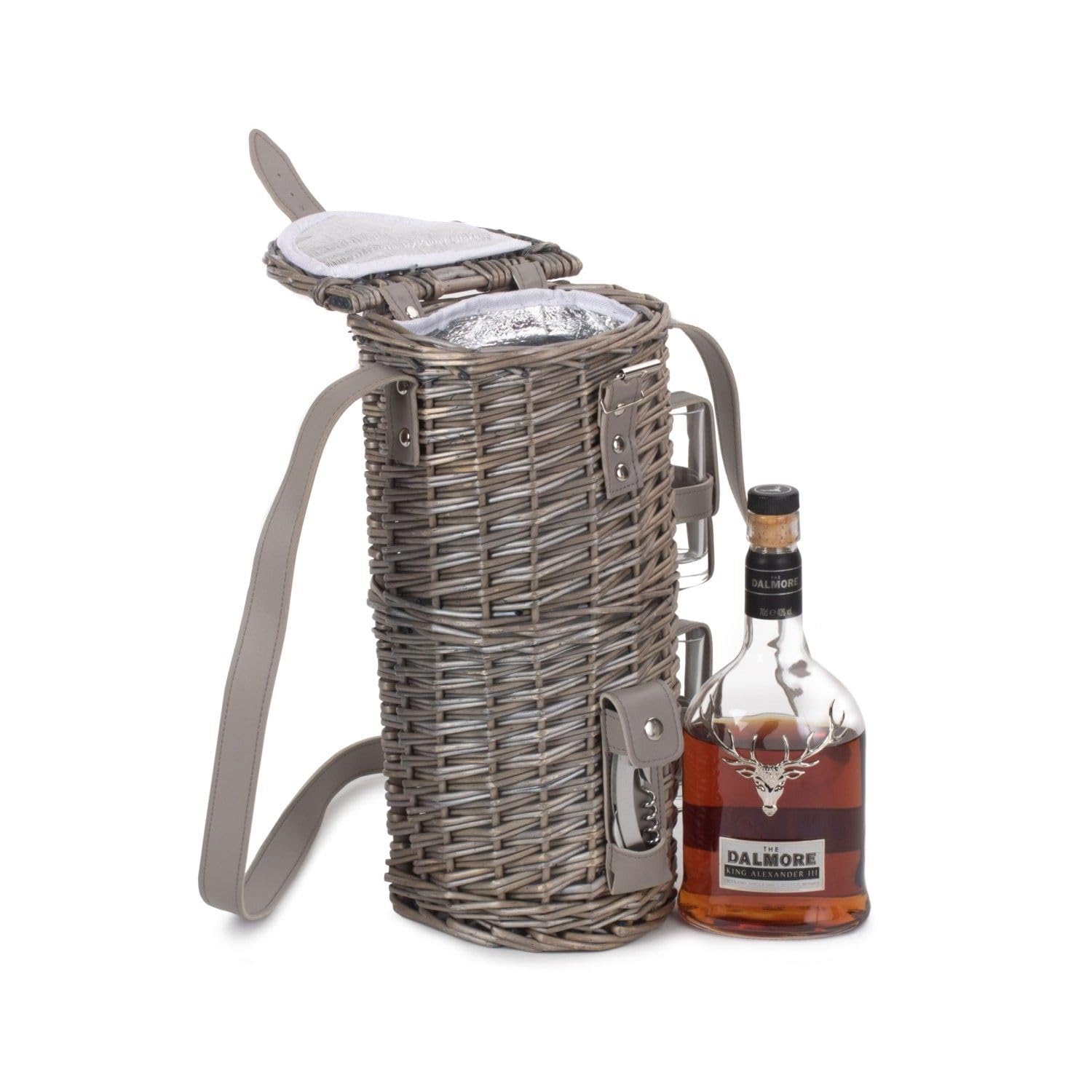 Red Hamper Single Bottle and 2 Cartridge Glass Carrier With Shoulder Strap