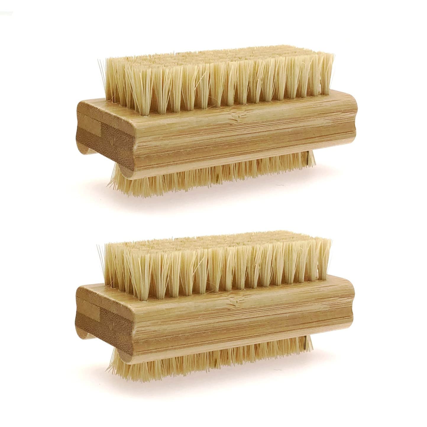 JZK 2x Hard bristle bamboo Nail Brushes for cleaning nails, Nail Cleaning Brushes Double Sided, Wooden Nail Brush for dusting nails, Sisal Fibre small Scrubbing Brush