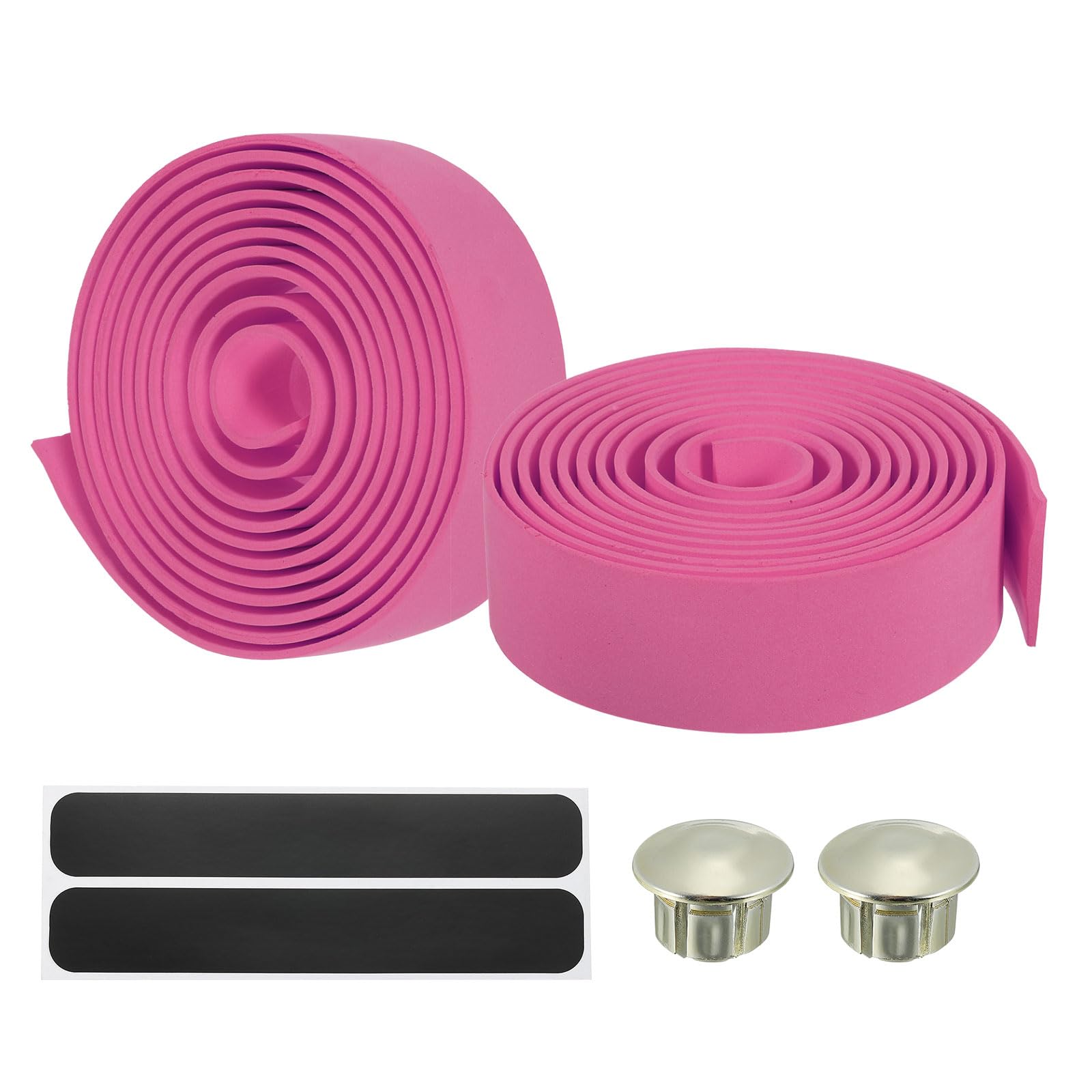 PATIKIL Bike Handlebar Tape, 2 Pack EVA Handle Grip Wraps Non-Slip Bicycle Bar Tape with Silver End Plugs for Racing Bicycles, Pink