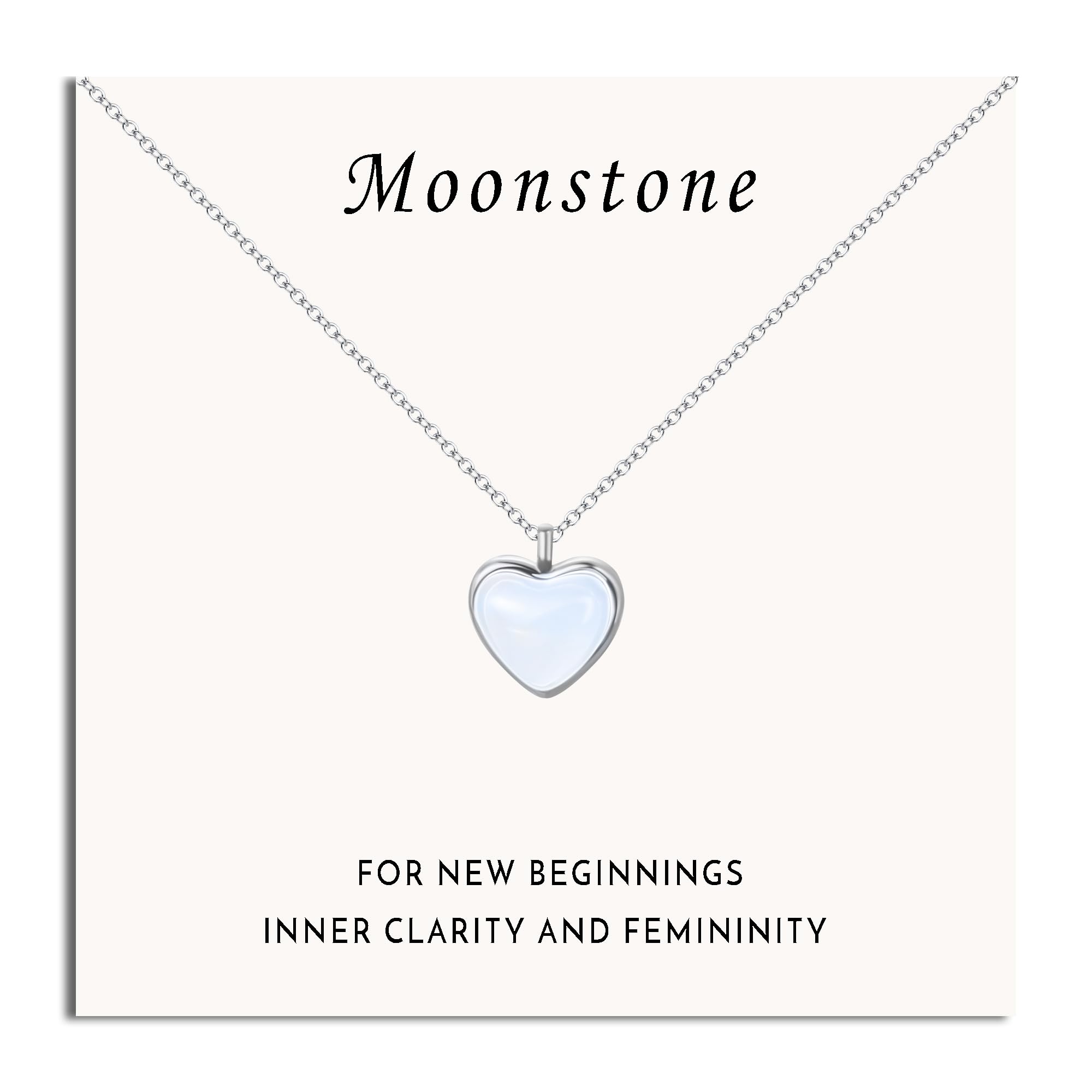 SmileBelle Moonstone Necklace Heart Necklaces for