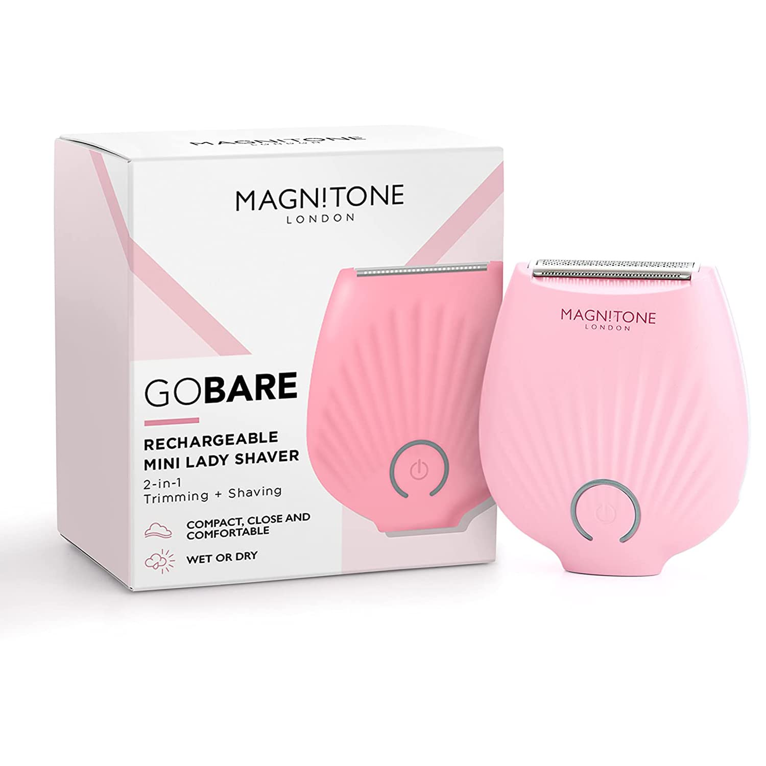 Magnitone GoBare Rechargeable Waterproof Compact Mini Lady Shaver for Legs, Underarms and Bikini Line (Pink)