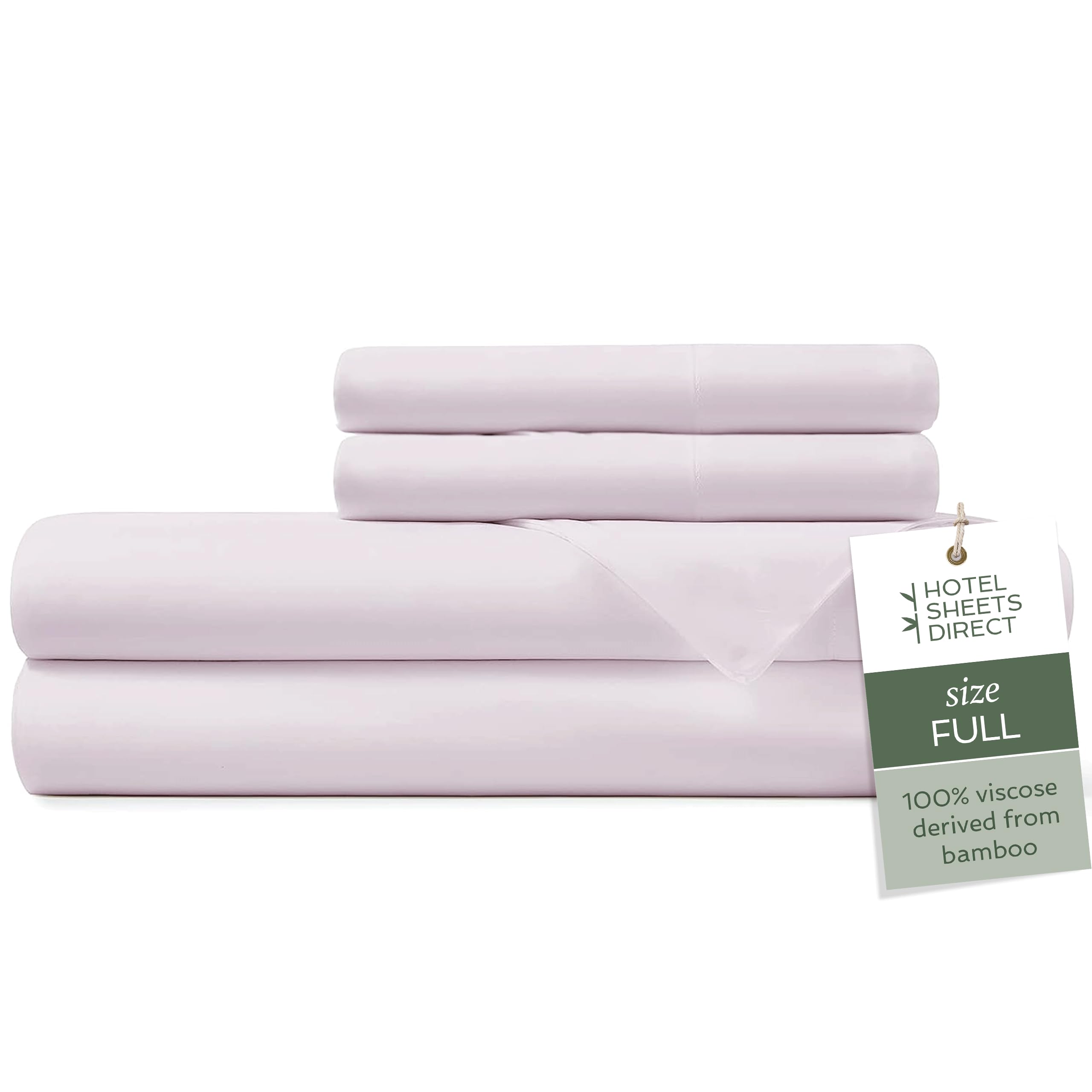 Photo 1 of Hotel Sheets Direct 4 Piece Bed Sheet Set Full Size, 100% Viscose Derived from Bamboo Sheets Set with 2 Pillowcases, Cooling & Breathable Luxury Bedding, Moisture-Wicking & Silky Soft, Light Pink