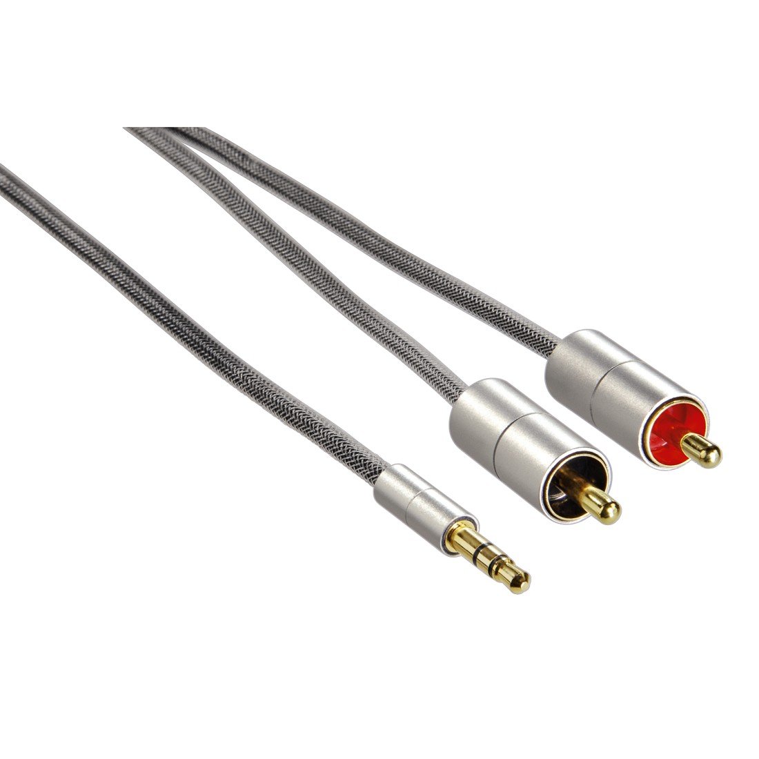 Hama 80864 1m AluLine 3.5 mm Jack Stereo Plug - 2 x RCA Plug Connecting Cable, Silver