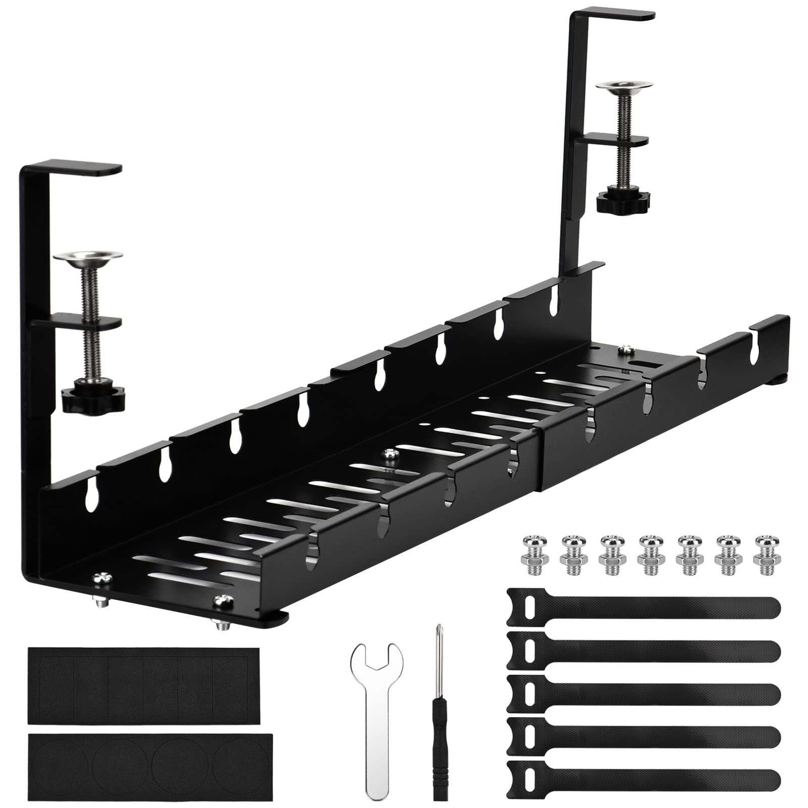 DearCal Retractable Under Desk Cable Tray, Keep Cables Tidy No Drill