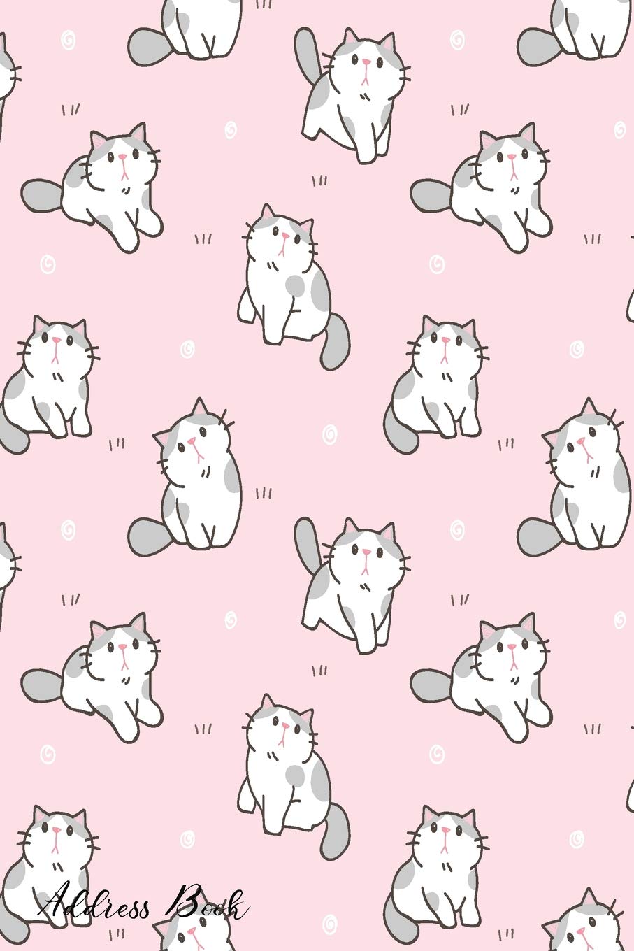 Address Book: For Contacts, Addresses, Phone, Email, Note,Emergency Contacts,Alphabetical Index With Pink Cat Animal Seamless Background