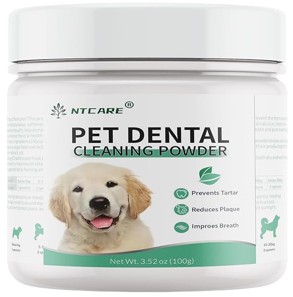 DOG TEETH CLEANING POWDER, DOG DENTAL POWDER AND CATS BREATH FRESHENER, PLAQUE OFF PET TOOTH CLEANING LAB CO, BAD BREATH & TARTAR REMOVER FOR DOGS, + POSTBIOTICS, 3.52 OZ